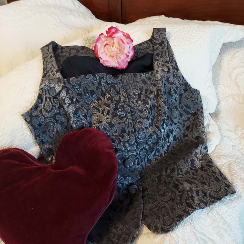 Ann Taylor Vest, Size 6, Black and Silver